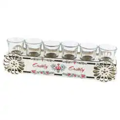 Suport din lemn "Erdely" cu sase pahare 29 CM