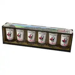 Set 6 pahare shot "Szekelyfold", cu suport lemn 29.5x8 CM