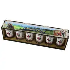 Alternative view of Set 6 pahare shot "Szekelyfold", cu suport lemn 29.5x8 CM