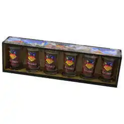 Set 6 pahare shot "Erdely", cu suport lemn 29.5x8 CM