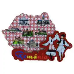 Magnet frigider din lemn "Romania" 10x7 CM, Harta Romaniei, Orase