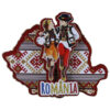 Magnet frigider din lemn "Romania" 9x7 CM, Harta Romaniei, Cuplu dansatori