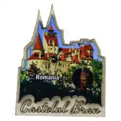 Magnet frigider din lemn "Castelul Bran" 6.5x8 CM, Romania
