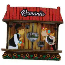 Magnet frigider din lemn "I love Bucharest" 9/13.5x10 CM, Casuta