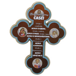 Magnet frigider din lemn Cruce "Binecuvantera Casei" 12x15 CM