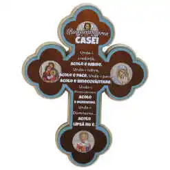 Magnet frigider din lemn Cruce "Binecuvantera Casei" 12x15 CM
