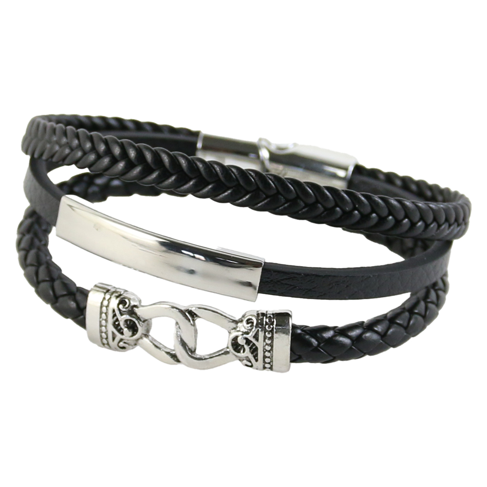 Bratara pentru barbati din piele sintetica, negru