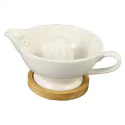 Storcator citrice din ceramica cu suport bambus, White 10x6 CM
