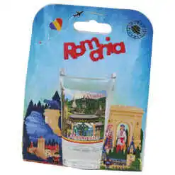 Pahar shot din sticla "Romania", Maramures, in ambalaj decorativ