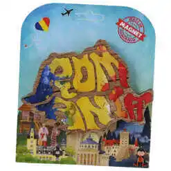 Magnet decorativ Harta Romaniei din lemn 10x7 CM, Romania tricolor