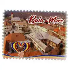 Magnet decorativ din ceramica "Romania", 8x6 CM, Baia Mare