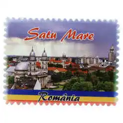 Magnet decorativ din ceramica "Romania", 8x6 CM, Satu Mare