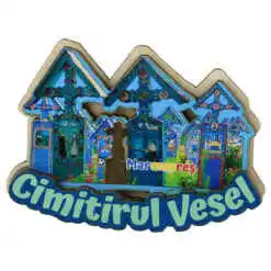 Magnet frigider din lemn "Maramures", 9x6 CM, Cimiterul Vesel