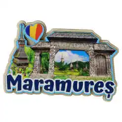 Magnet frigider din lemn "Maramures", 12x7.5 CM, Poarta