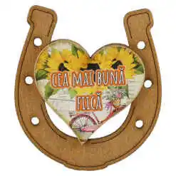 Alternative view of Magnet frigider din lemn "Cea mai buna Fiica" 7x8 CM, Potcoava