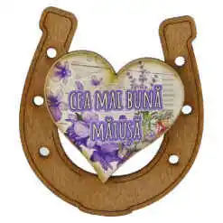 Alternative view of Magnet frigider din lemn "Cea mai buna Matusa" 7x8 CM, Potcoava