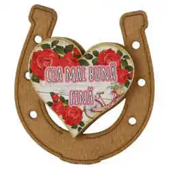 Alternative view of Magnet frigider din lemn "Cea mai buna Fina" 7x8 CM, Potcoava