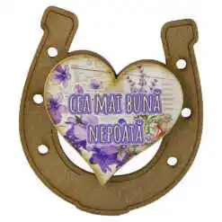 Magnet frigider din lemn "Cea mai buna Nepoata" 7x8 CM, Potcoava