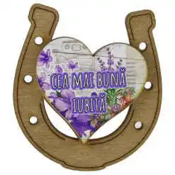 Alternative view of Magnet frigider din lemn "Cea mai buna Iubita" 7x8 CM, Potcoava