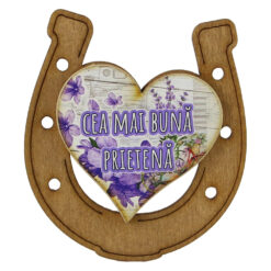 Magnet frigider din lemn "Cea mai buna Prietena" 7x8 CM, Potcoava