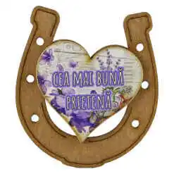 Magnet frigider din lemn "Cea mai buna Prietena" 7x8 CM, Potcoava