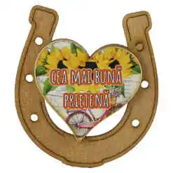Alternative view of Magnet frigider din lemn "Cea mai buna Prietena" 7x8 CM, Potcoava
