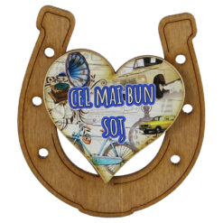 Magnet frigider din lemn "Cel mai bun Sot" 7x8 CM, Potcoava