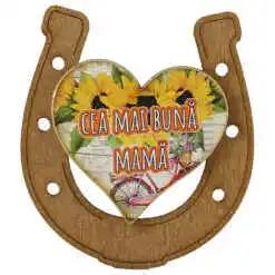 Alternative view of Magnet frigider din lemn "Cea mai buna Mama" 7x8 CM, Potcoava