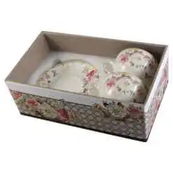 Alternative view of Set 2 cesti din ceramica cu farfurii "Flower", 150 ml, , in cutie cadou