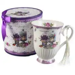 Cana ceramica 300 ml, "Lavender Tea", in cutie decorativa