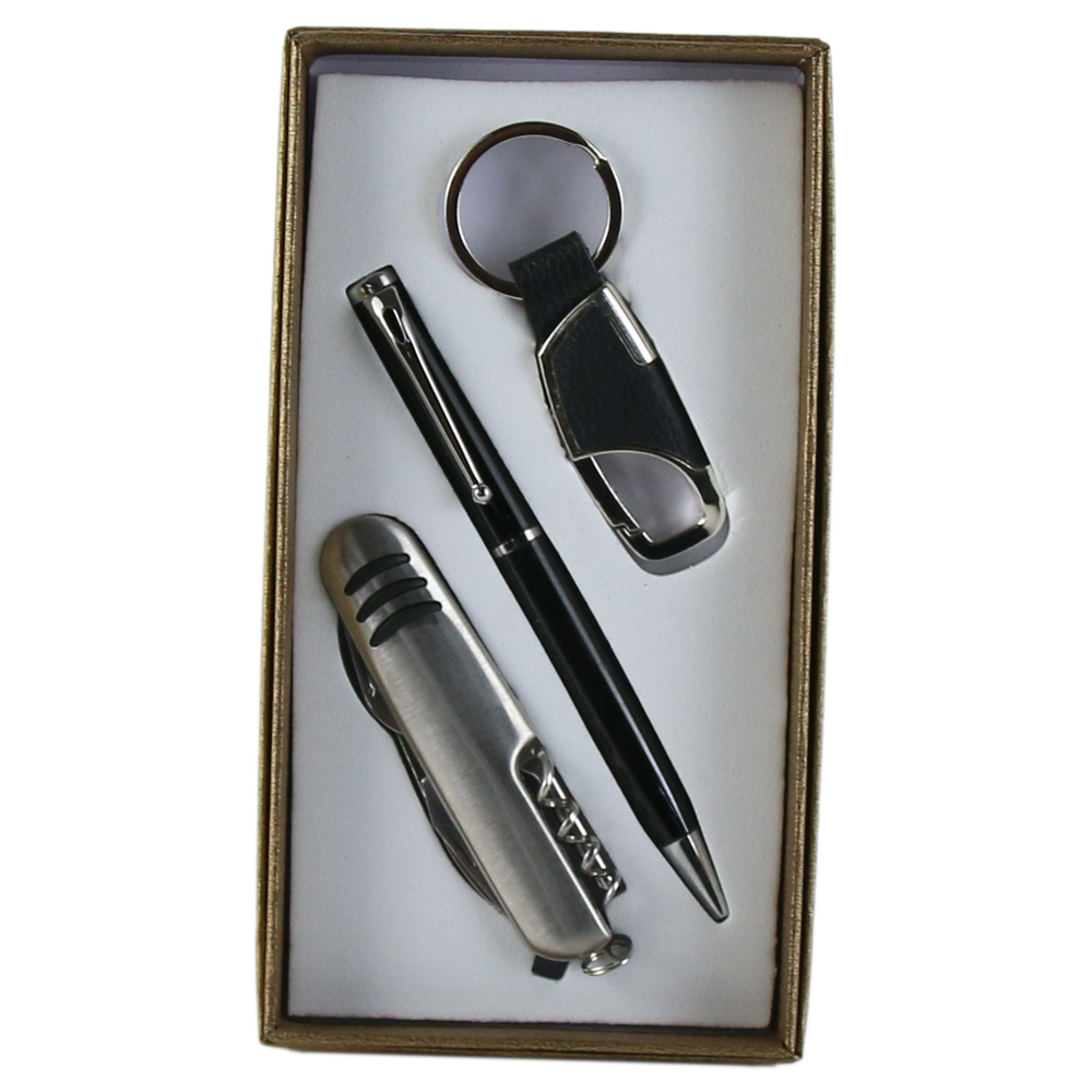 Set cadou pentru barbati, Briceag cu pix si breloc cu catarama