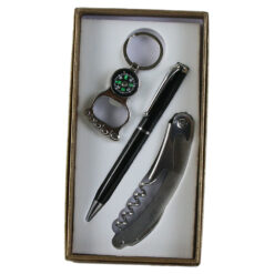 Set cadou pentru barbati, Tirbuson cu pix si busola (deschizatoare sticle)