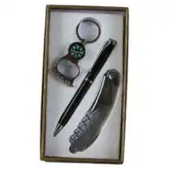 Set cadou pentru barbati, Tirbuson cu pix si busola (deschizatoare sticle)