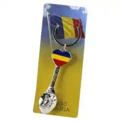 Breloc din metal, Romania, lingurita 7 CM, dansatori