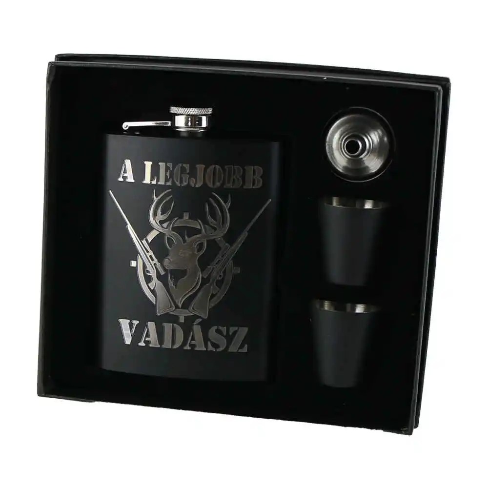 Set cadou "A legjobb Vadasz" Plosca cu palnie si 2 pahare