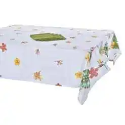 Set fata de masa din bumbac cu 4 servetele 150x150 CM/35x35 CM, cu flori colorate