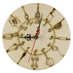 Ceas gravat din lemn 19 CM, Bucatarie