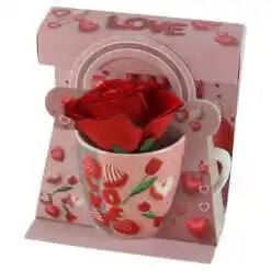 Alternative view of Cana ceramica cu trandafir artificial "Love", 7 CM