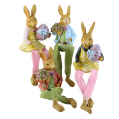 Set 4 figurine Iepurasi 18 CM, cu picioare mobile, din rasina