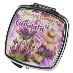 Oglinda de buzunar "Cea mai frumoasa Cumnata", Lavanda