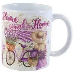 Cana ceramica "Home Sweet Home" 330 ml, Fata cu lavanda