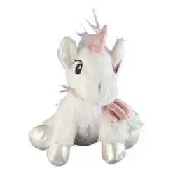 Unicorn din plus, cu fular si corn cu sclipici 25 CM