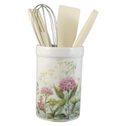Suport din ceramica cu 4 ustensile bucatarie, 13 CM, Flori de camp