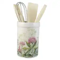 Suport din ceramica cu 4 ustensile bucatarie, 13 CM, Flori de camp