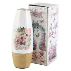 Vaza din ceramica Roses 7x20 CM, in cutie decorativa, M.281