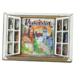 Magnet frigider din lemn "Romania" 8.5x6 CM, Fereastra
