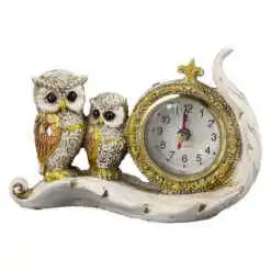 Ceas de masa din rasina, cu bufnite, 16x10 CM