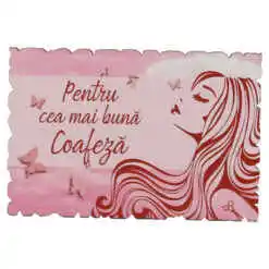 Magnet frigider din lemn "Pentru cea mai buna Coafeza!" 9x6 CM