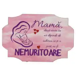 Magnet frigider din lemn "Mama, daca viata ta..." 9x6 CM