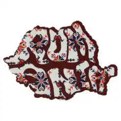 Magnet frigider din lemn, Harta Romaniei, 9x6 CM, Motive traditionale